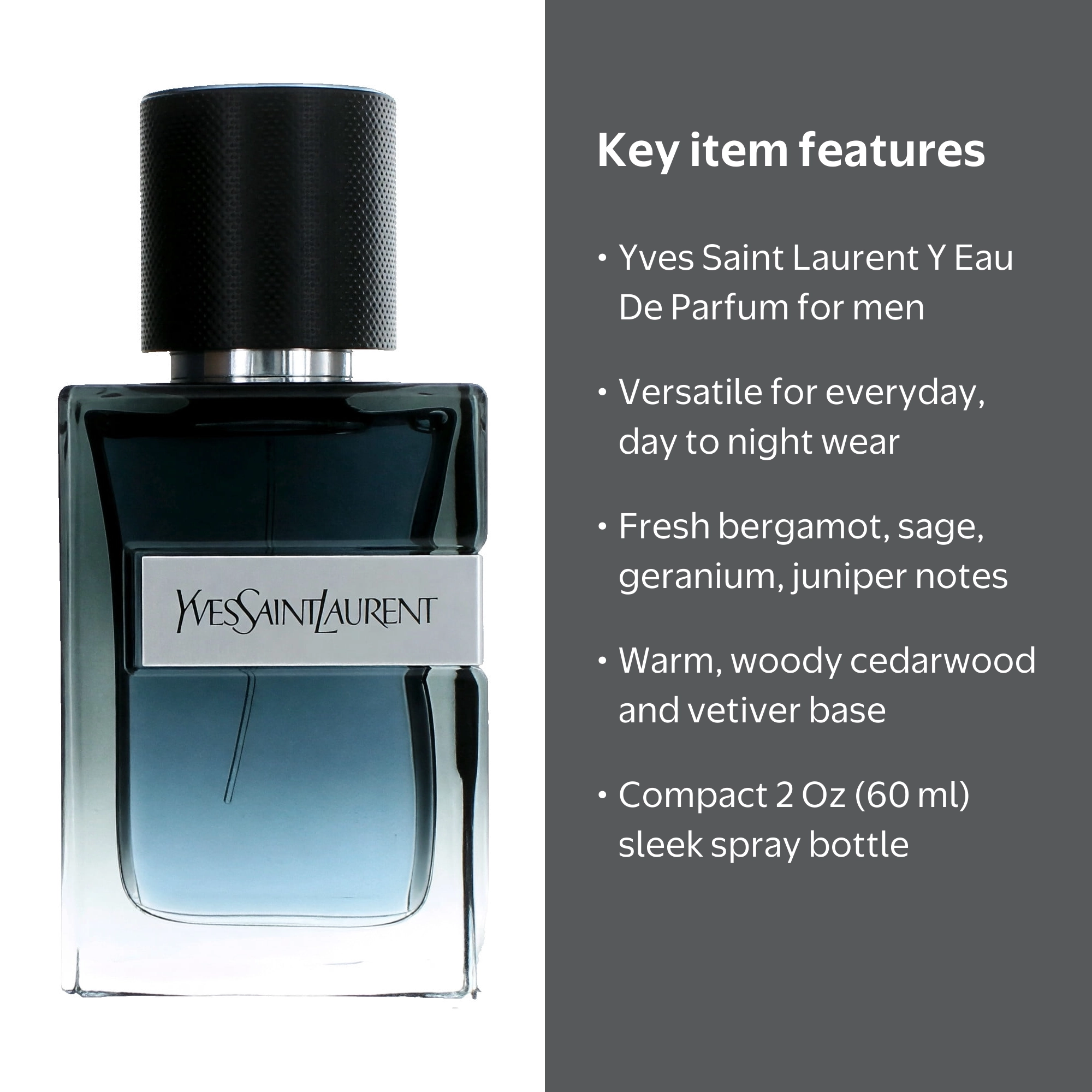 Yves Saint Laurent Y Eau De Parfum, 2 Oz, Cologne for Men, Modern