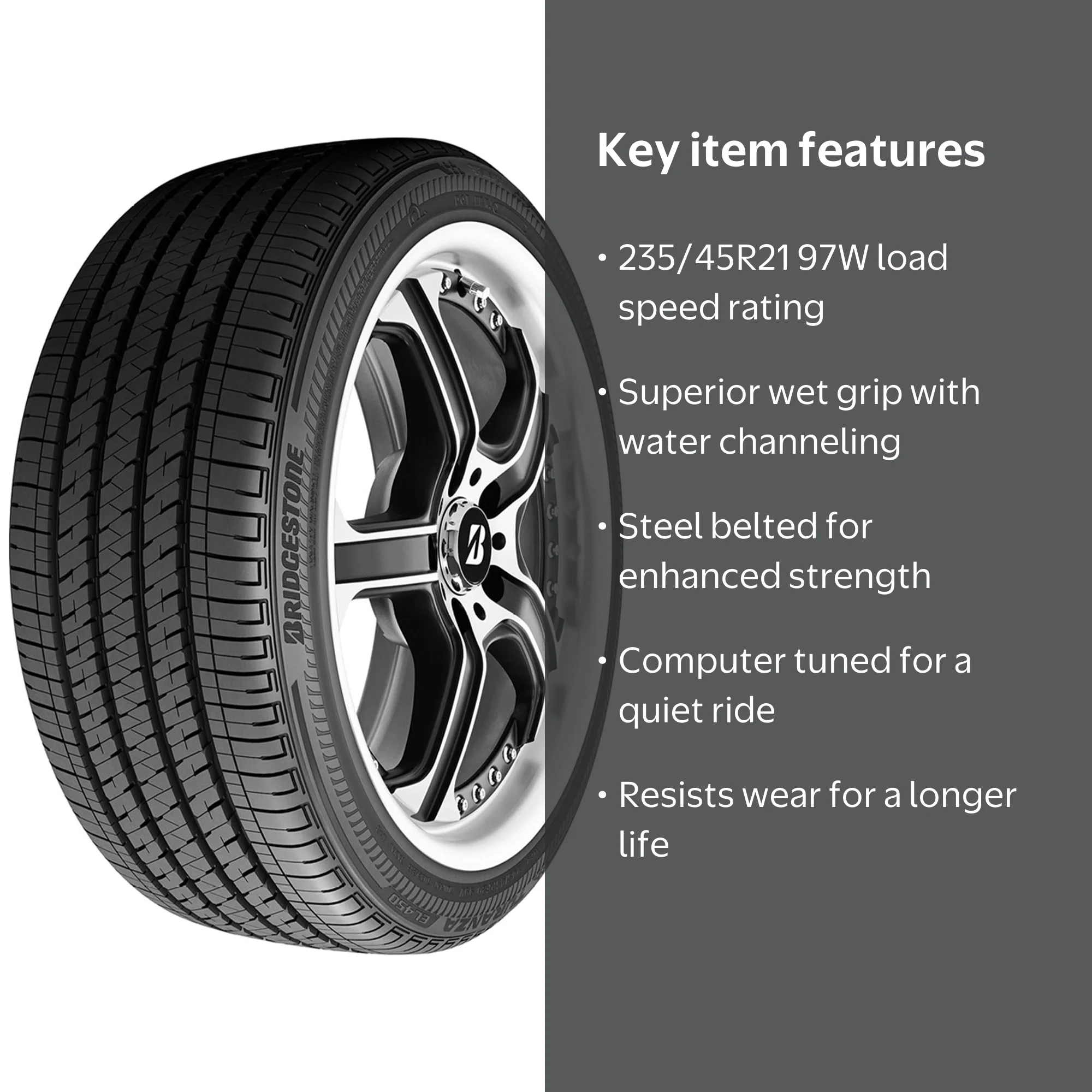 Bridgestone, Passenger Tire, 235/45R21 97W, All Season T - Walmart.com
