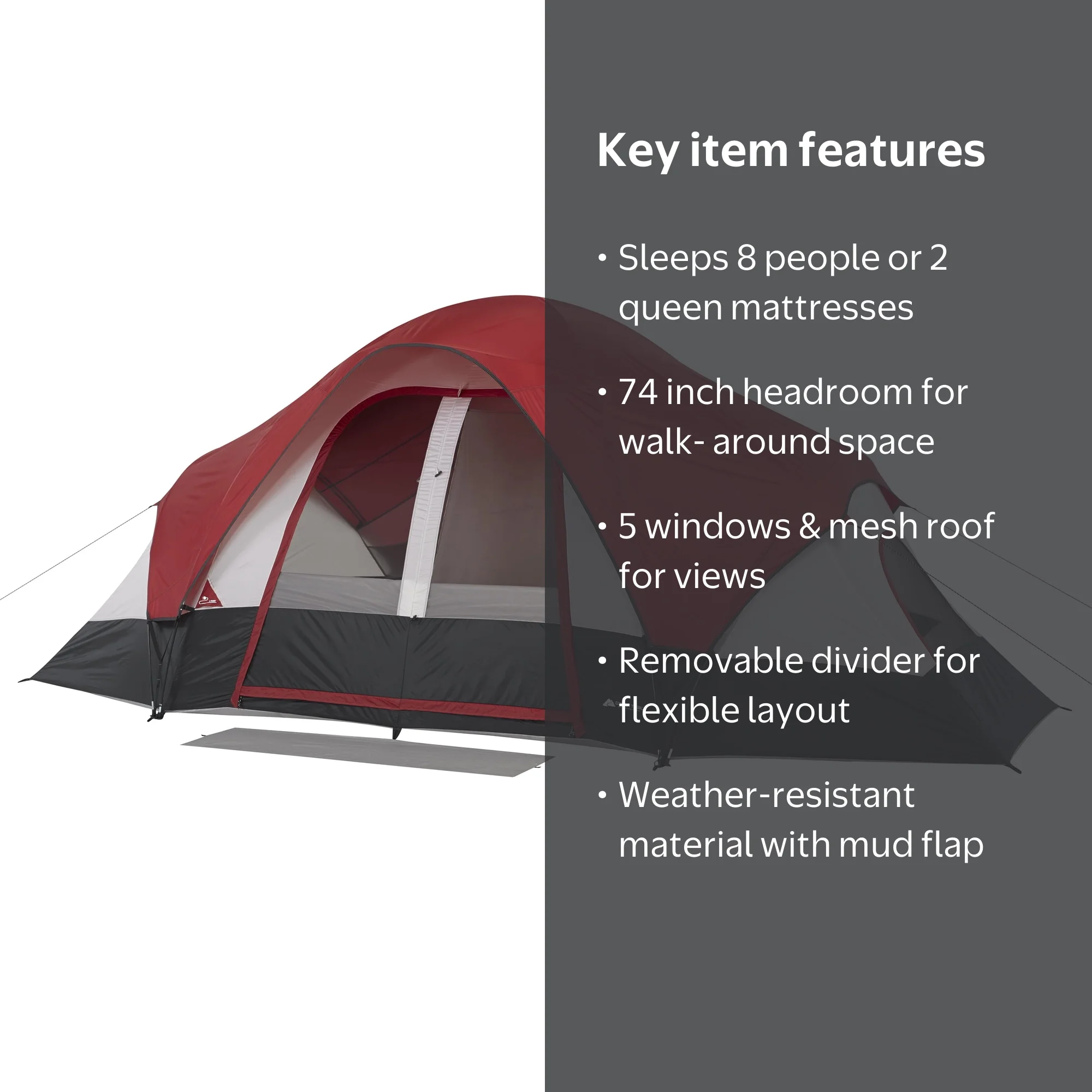 Ozark Trail 8-Person Modified Dome Tent, with Rear Window