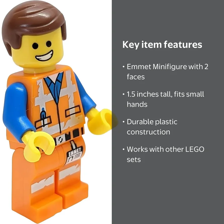 LEGO The Movie 2 Kid's Emmet Block Mini Figure Toy, approx 1.5