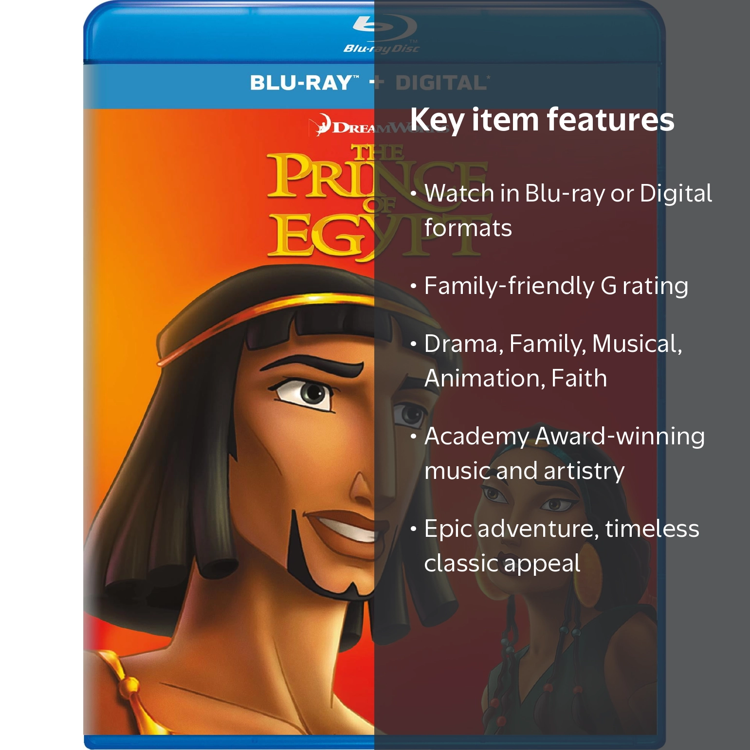 The Prince of Egypt (Blu-ray + Digital Copy), Family, DreamWorks