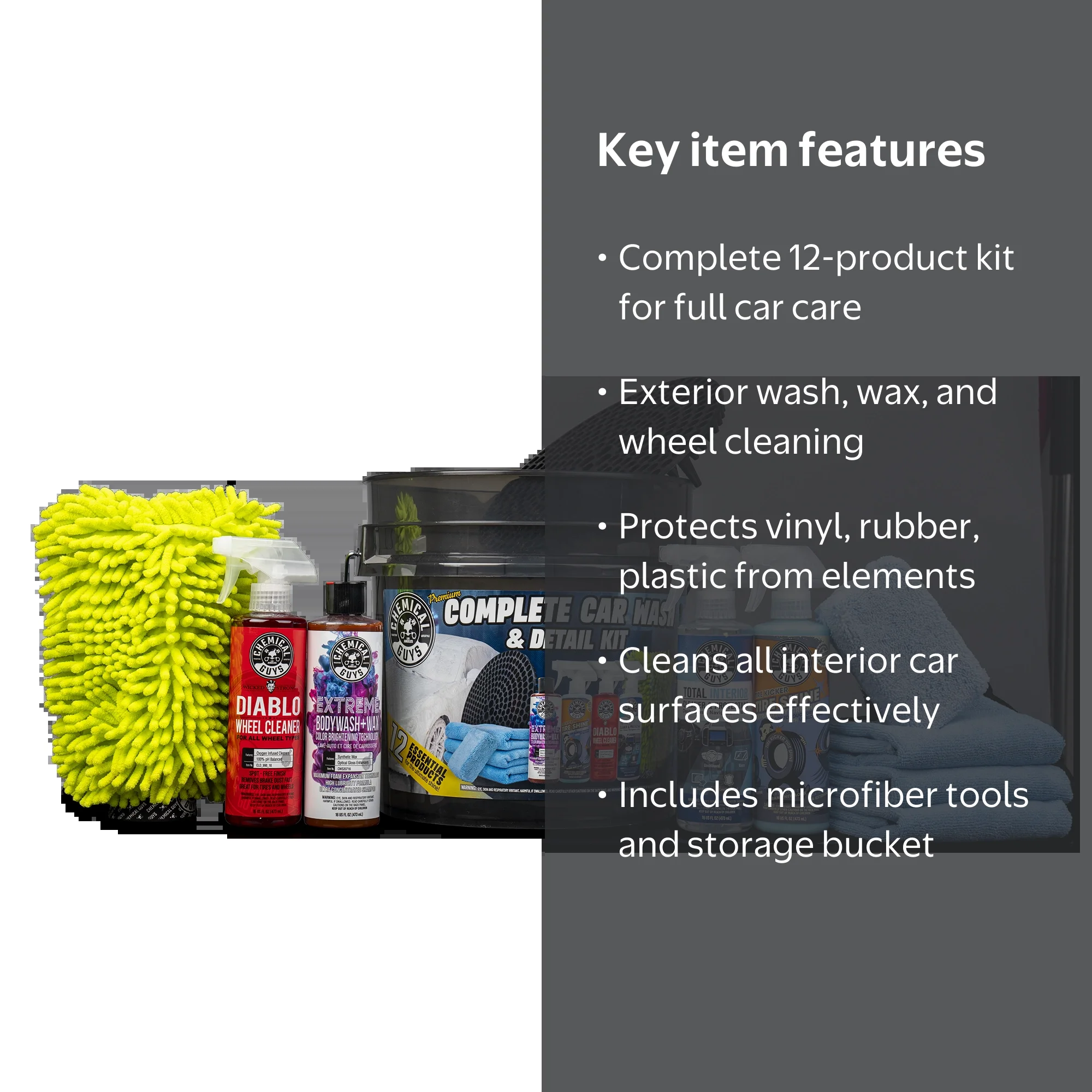 Chemical Guys 12 Piece Premium Complete Car Wash & Detail Kit