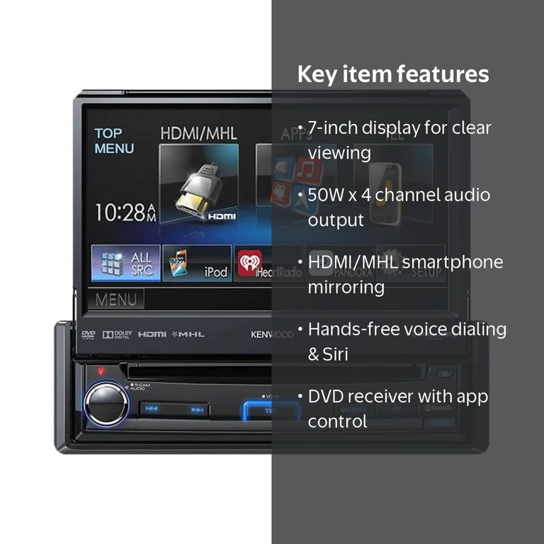 Kenwood KVT-7012BT - DVD receiver - display - 7