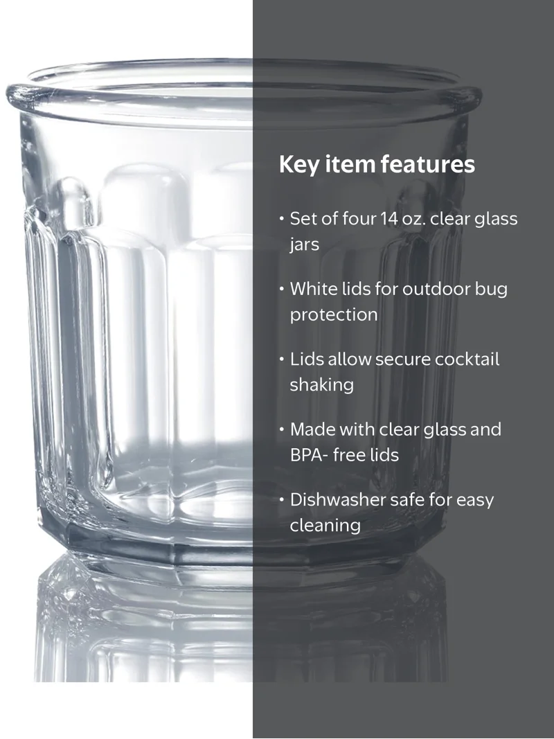 Luminarc 14 oz. Clear Working Glass Storage Jar/DOF With White