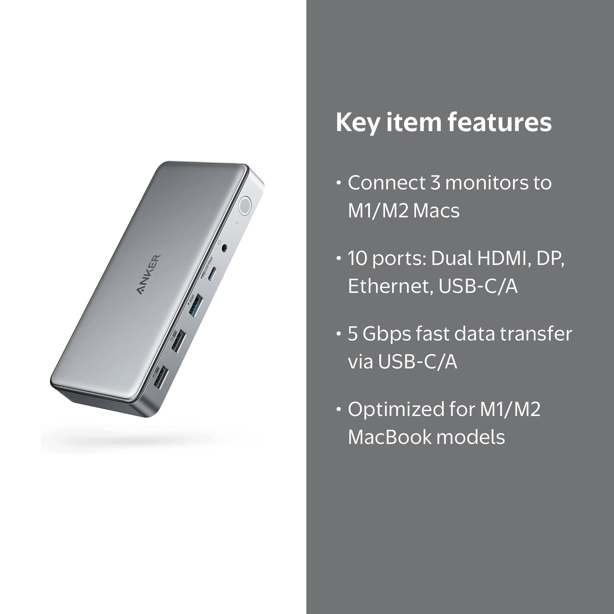 Anker 563 10-in-1 USB-C Docking Station, Charging Hub, Multiport