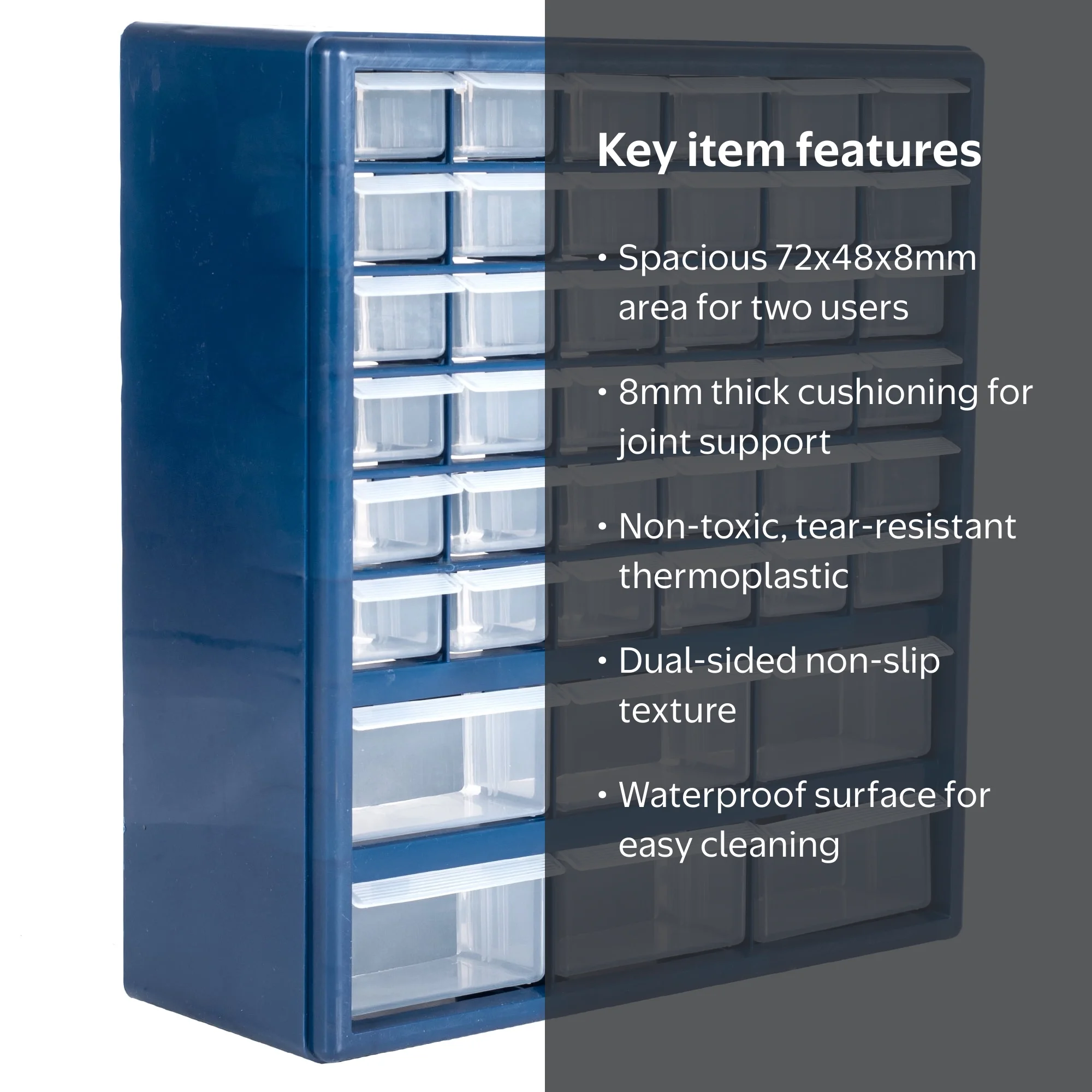 Stalwart Plastic Storage Drawers with 42 Compartments, Blue