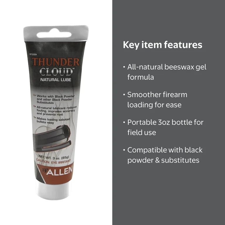 Thunder Cloud Black Powder Bullet & Natural Patch Lube Gel Beeswax