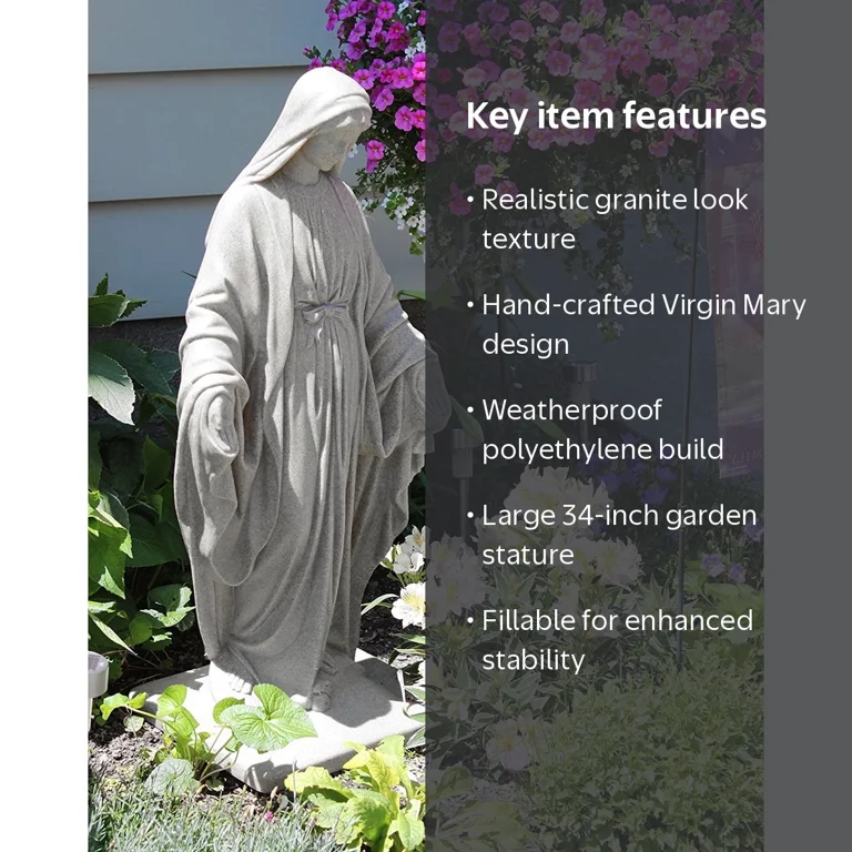 Emsco Group Virgin Mary Garden Statue, 34 Inch, Granite Appearance