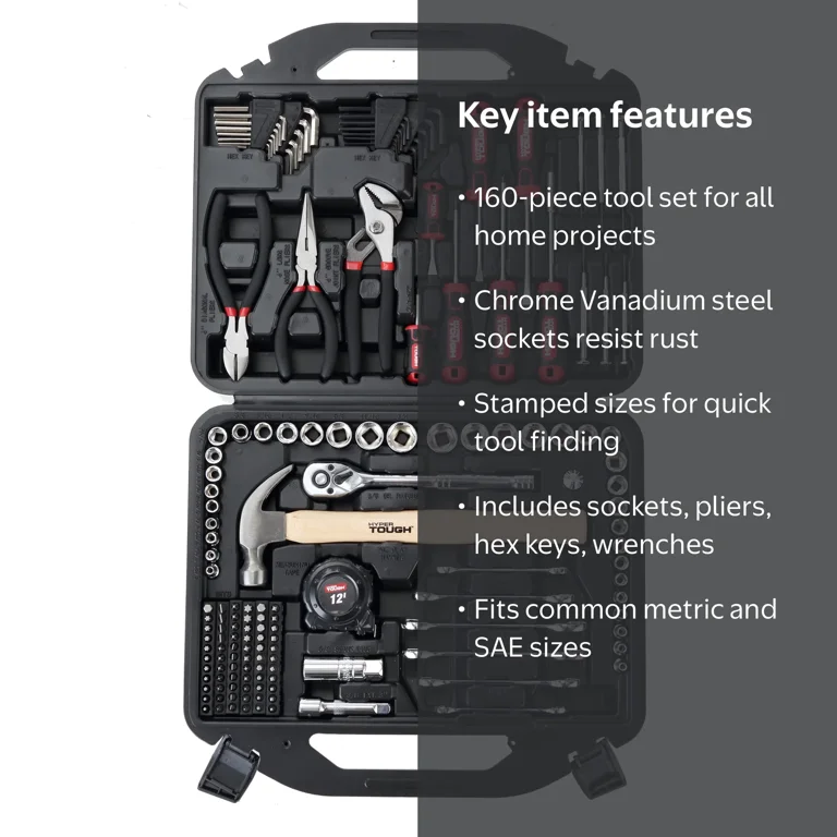 Cemenphalt Hypersoothing Solution 10セット Hyper Tough 160 Piece Home Tool Set with Molded Case - Walmart.com