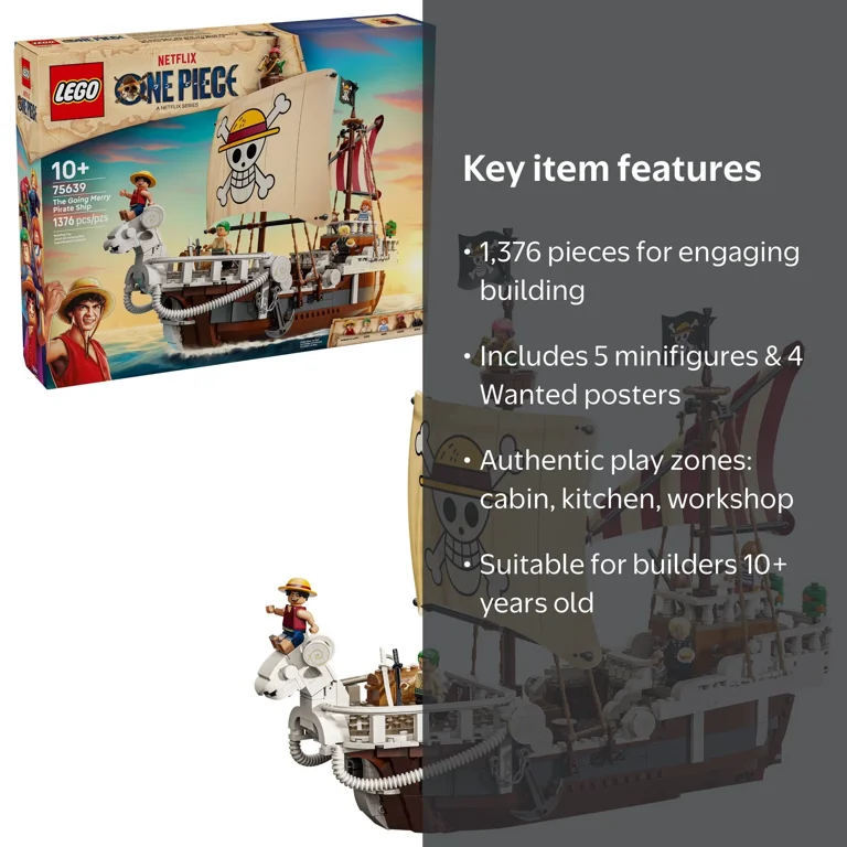 LEGO, ONE PIECE The Going Merry Pirate Ship Building Set, 75639