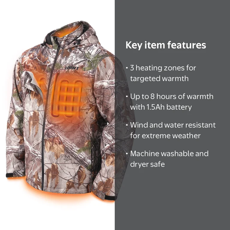 HART 20-Volt Men's Heated Medium-Duty Jacket Kit, Realtree Xtra