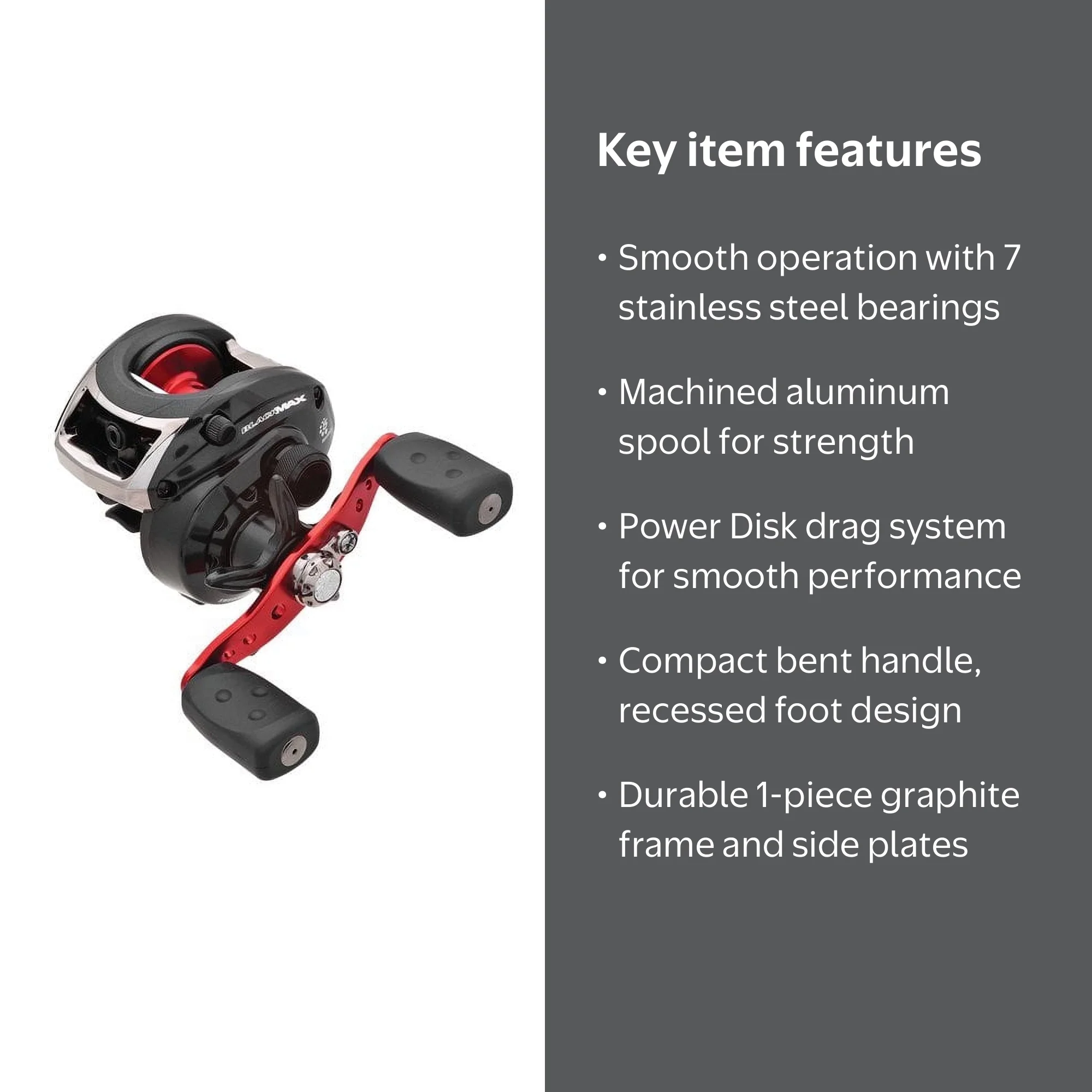 Free Shipping! Abu Garcia Black Max Baitcaster Reel with Power Handle and  Aluminum Spool - Walmart.com