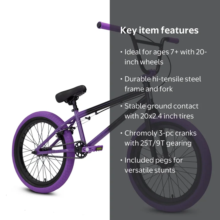 elite 20 bmx bicycle the stealth freestyle bike - 20 x 2.4 (20 Bike) 16x 2.4 for (16Bike) DRIVER Elite Stealth BMX Bike Black