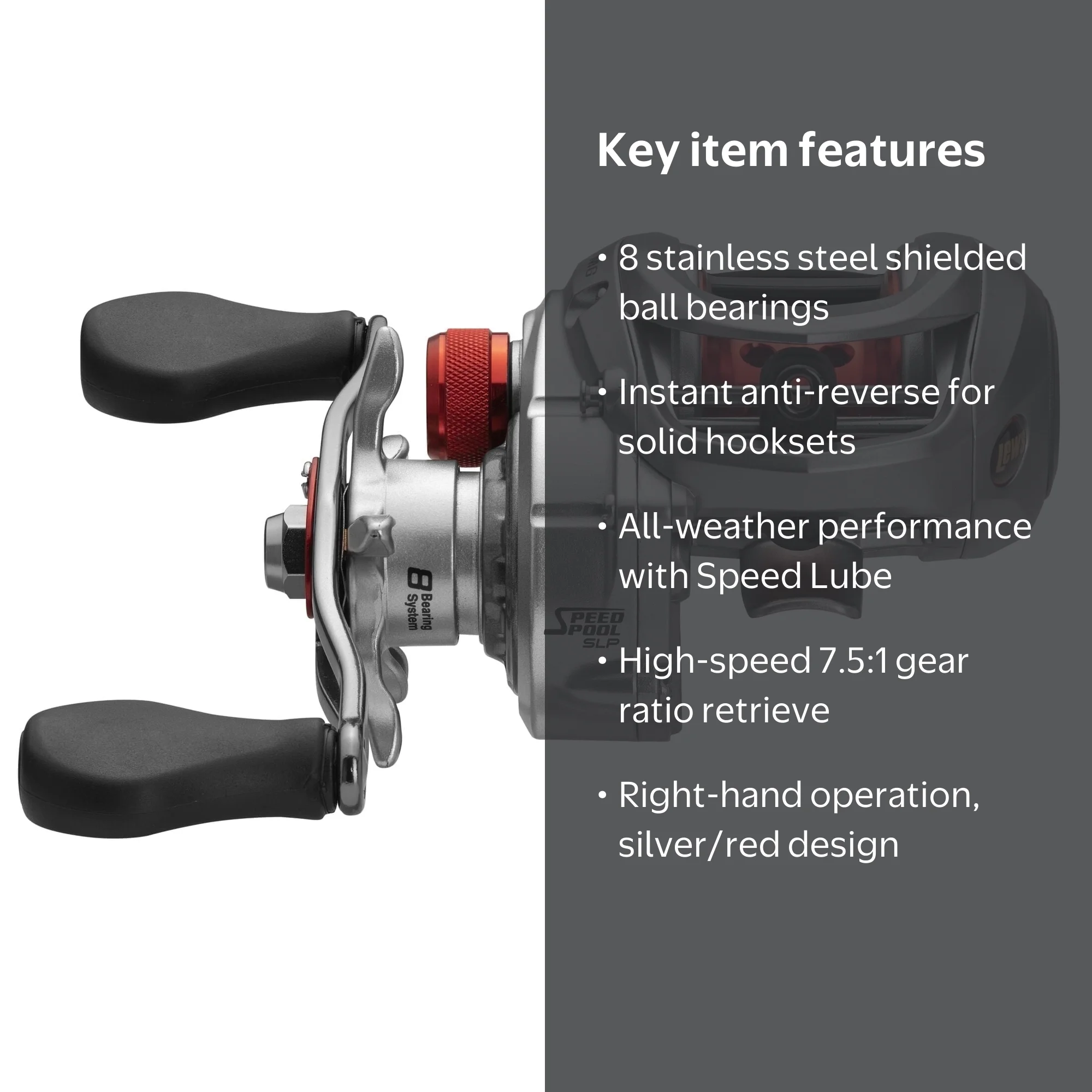 Lew's Laser MG Speed Spool SLP Baitcast Reel, 7.5:1 Gear Ratio