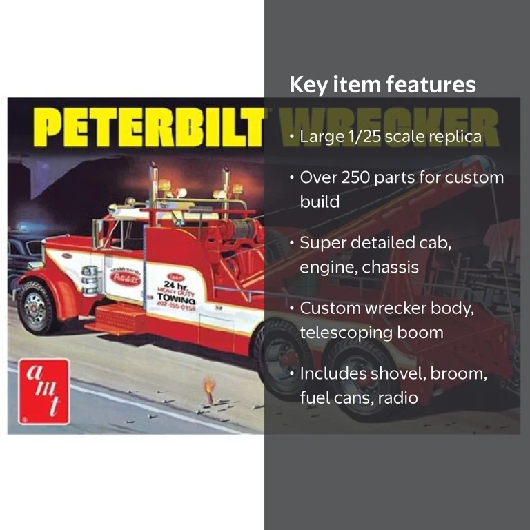 unknown AMT Peterbilt 359 Wrecker 1:25 Scale Model Kit, over 250
