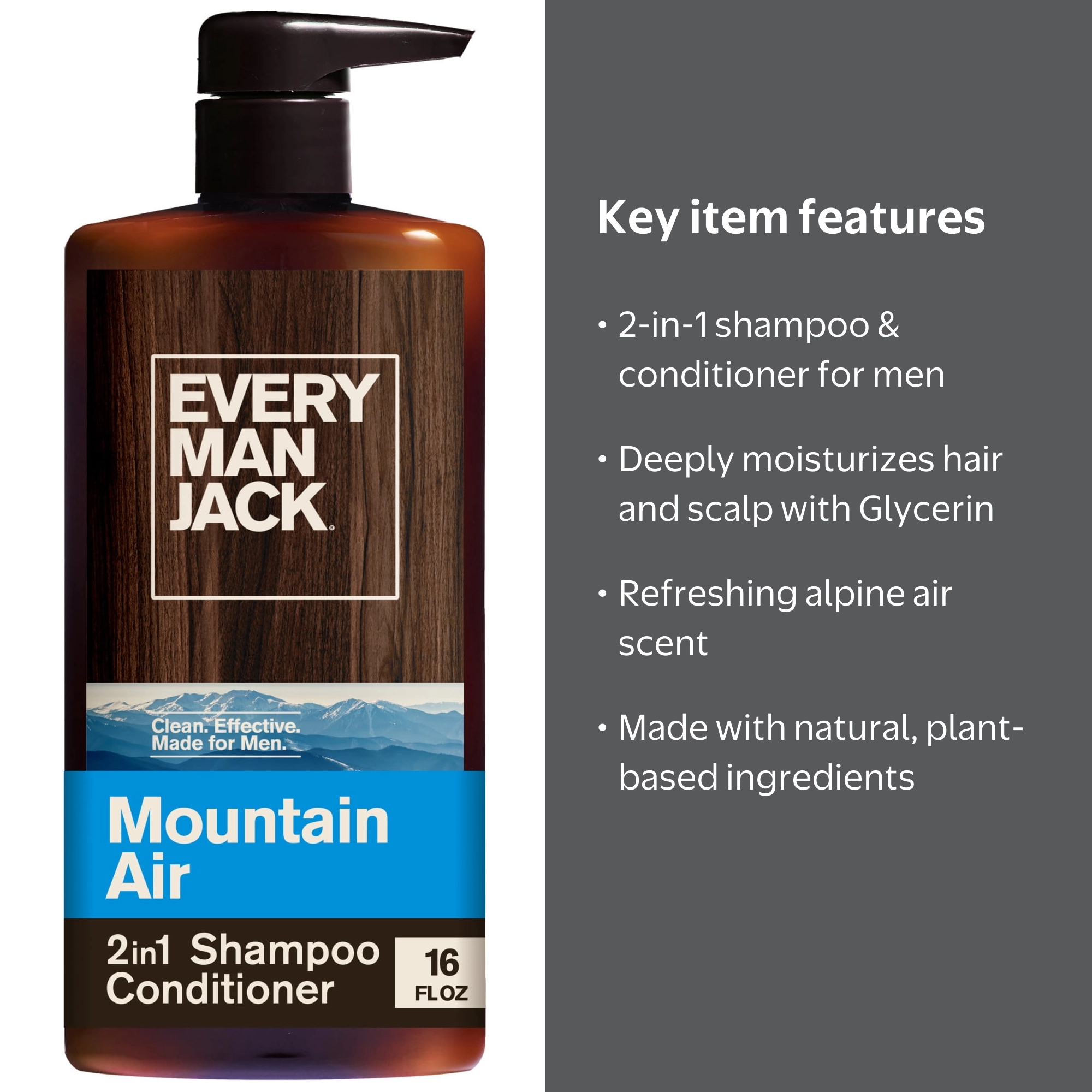 Every Man Jack Mountain Air Daily 2-in-1 Shampoo & Conditioner for