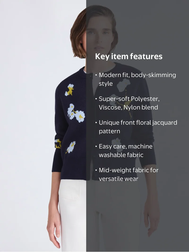 Free Assembly Women's and Women's Plus Floral Jacquard Shrunken