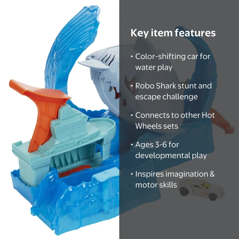 Hot Wheels Shark Attack Color Changing Playset with Race Launcher