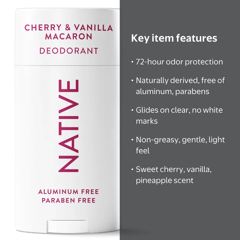 Native, Deodorant, Aluminum Free, Cherry and Vanilla Macaron, 2.65