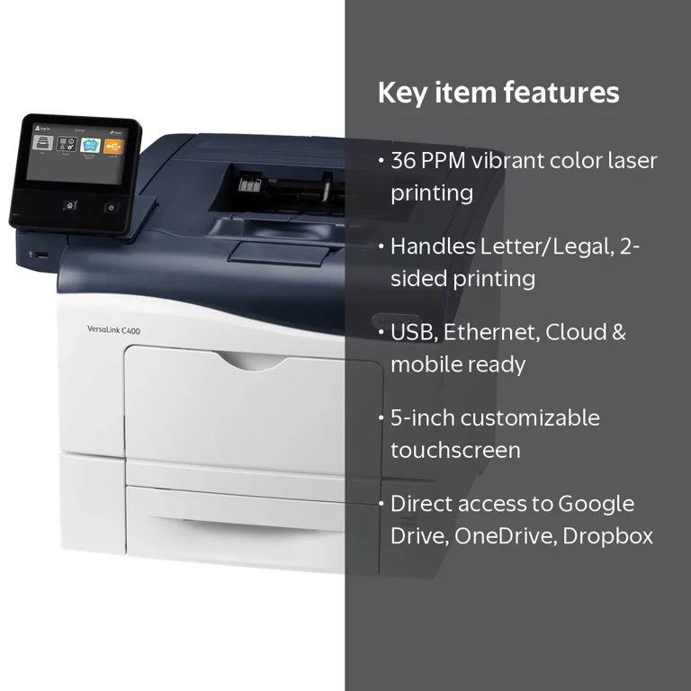 Xerox Versalink C400 Color Laser Printer, Letter/Legal, up to