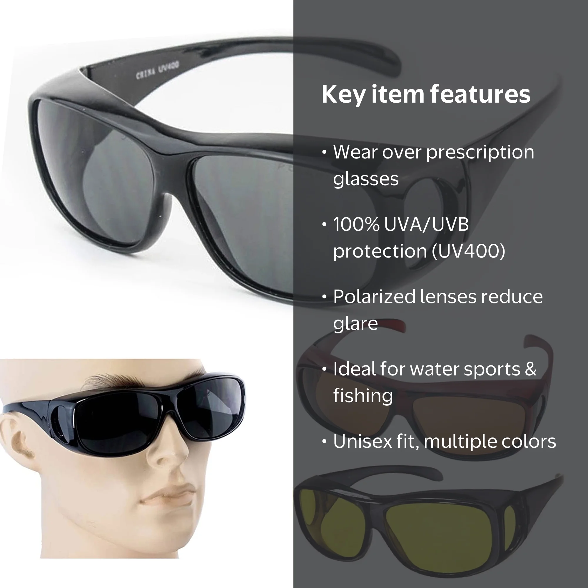 Polarized Fit Over Sunglasses with UVA/UVB Protection Amazon.com: Peekaco Polarized Sunglasses Fit Over Glasses  main image 2