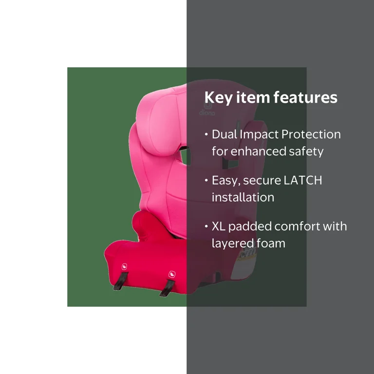 Diono, Cambria 2XT Latch 2-in-1 Booster Car Seat, Pink Cotton