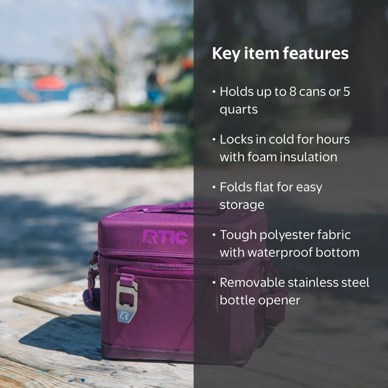 RTIC 8-Can, 5 Qt, Collapsible Soft Cooler with Bottle Opener