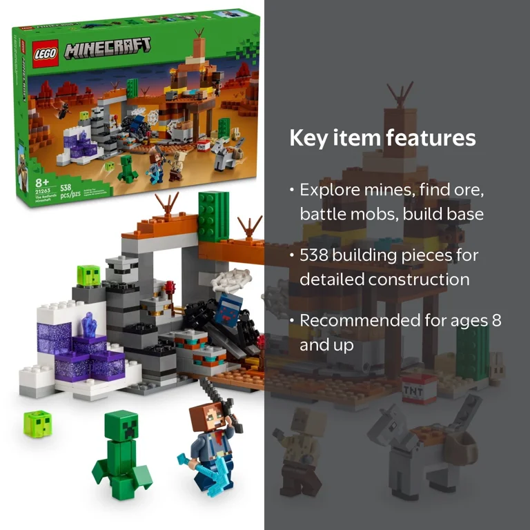 LEGO, Minecraft The Badlands Mineshaft Video Game Toy, 538 Pieces