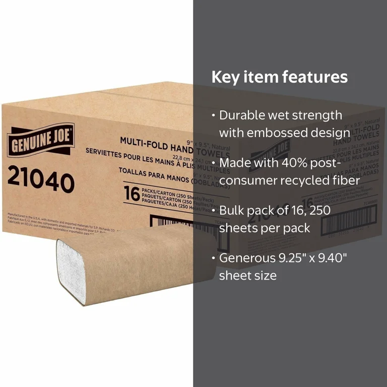 Youページ Genuine Joe Solutions, Multi-Fold Paper Towels, 250 Sheets, 16