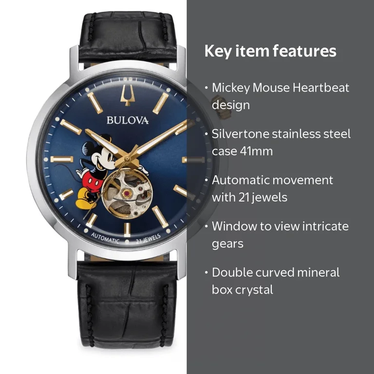 Disney Parks Mickey Mouse Stainless Steel Watch by Bulova New With