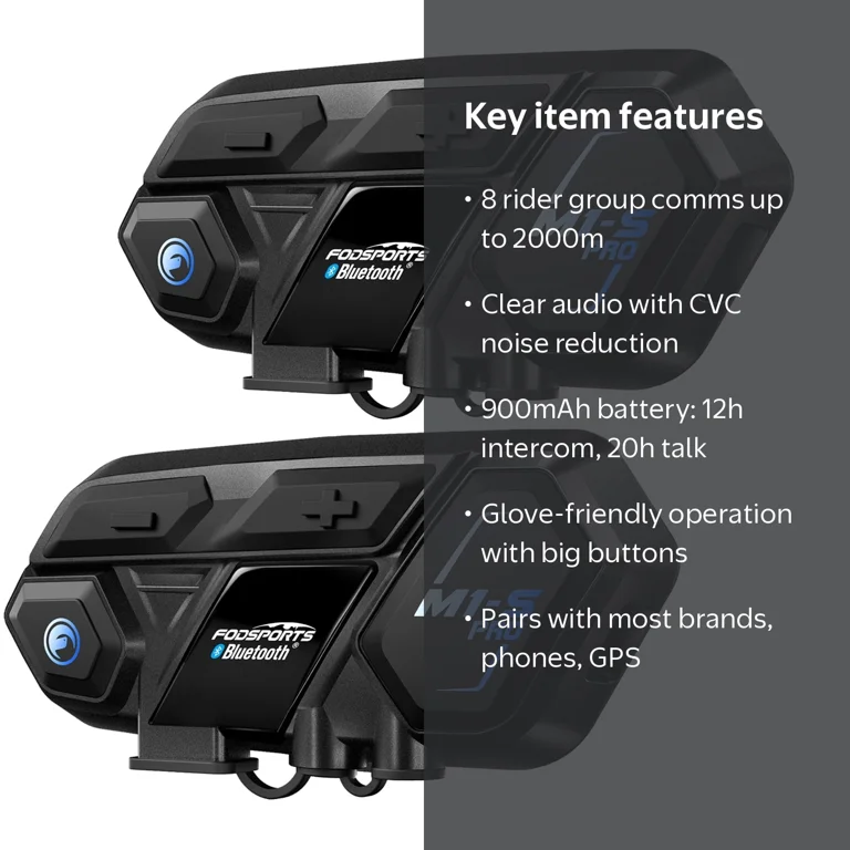Fodsports M1-S Pro Motorcycle Helmet Intercom Bluetooth 8 Riders