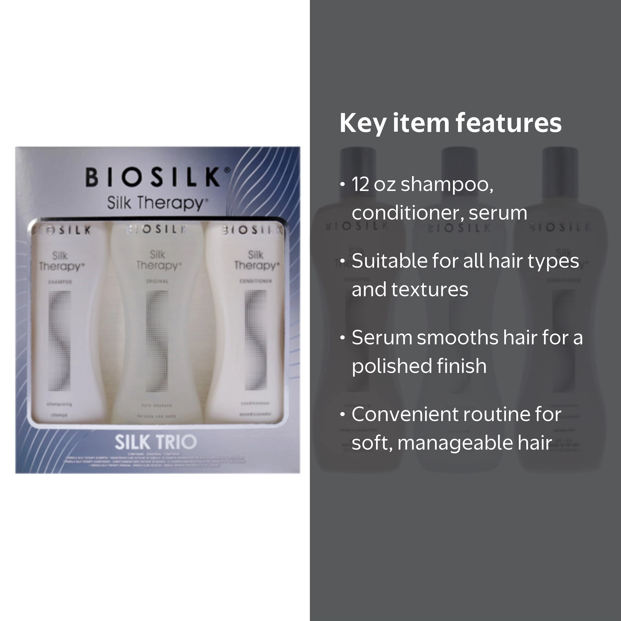 BioSilk, Silk Therapy Trio, 12oz set, Unisex hair care - Walmart.com