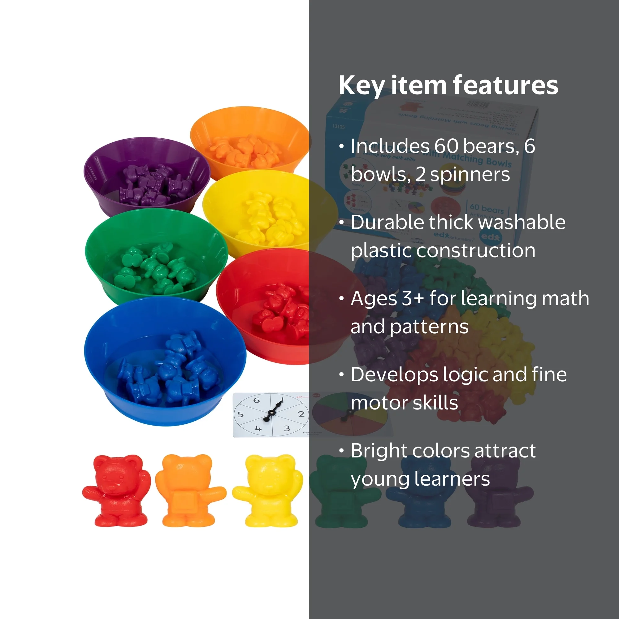 Edx Education Counting Bears with Matching Bowls - 68pc Set