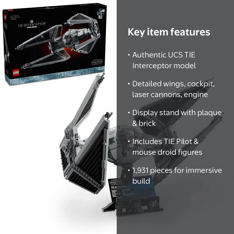 LEGO Star Wars UCS TIE Interceptor Model, 75382, 1931 Pieces