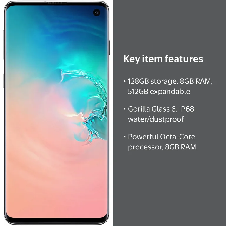 SAMSUNG Galaxy S10 G973, 128GB, GSM Unlocked Dual SIM – White