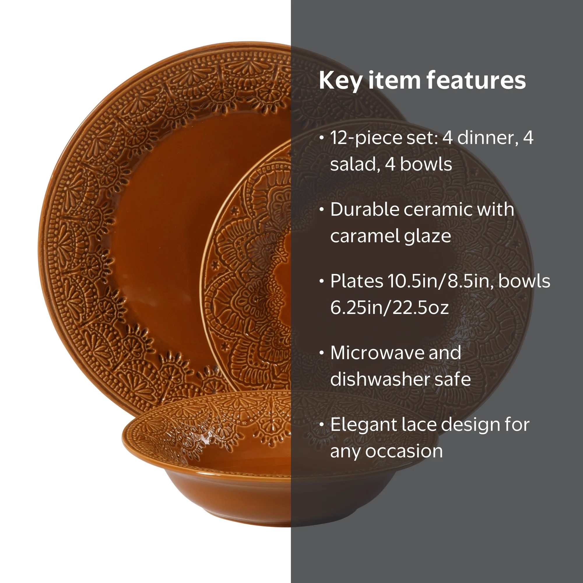 The Pioneer Woman Vintage Lace 12-Piece Ceramic Dinnerware Set