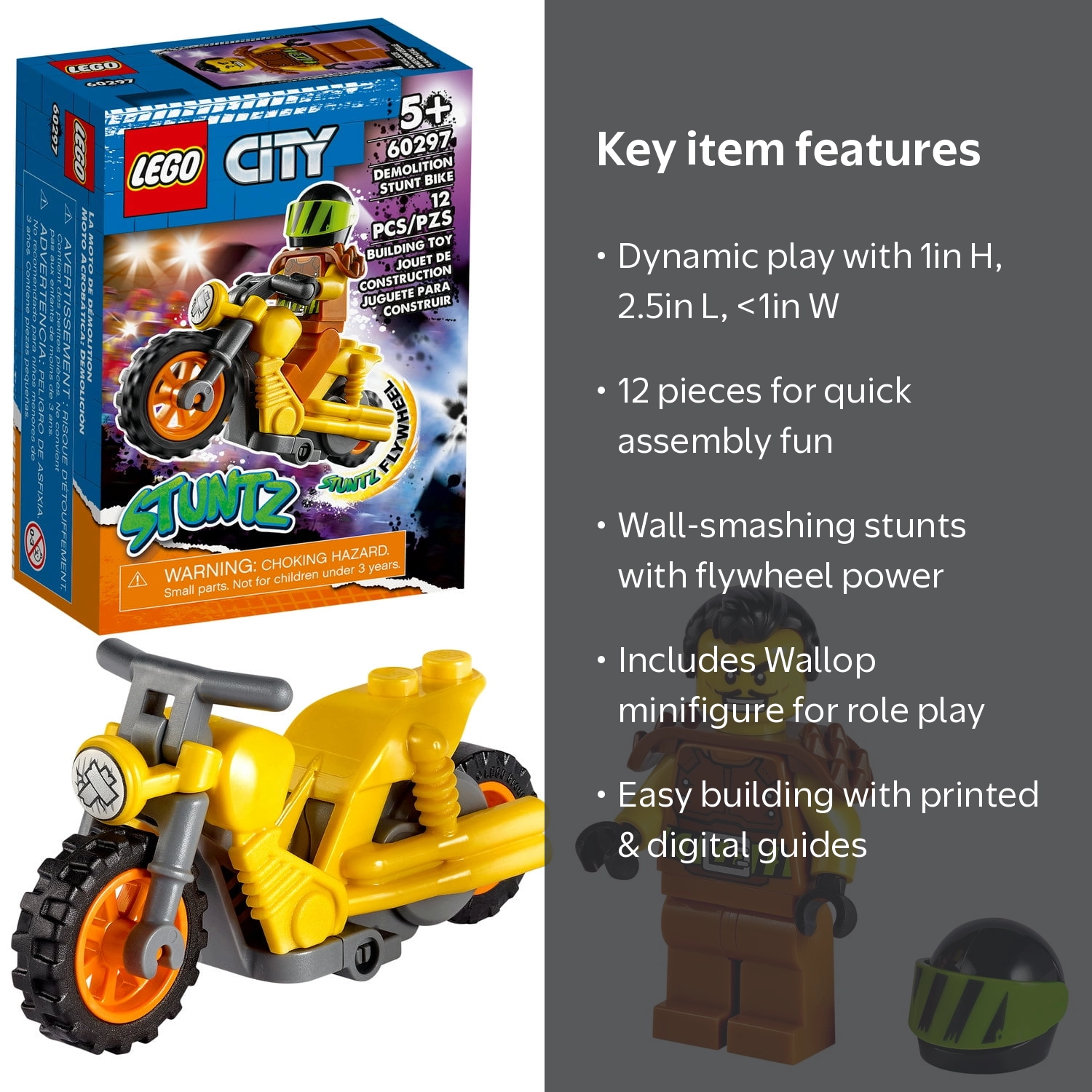 すとぅぴっど LEGO City Stuntz Demolition Stunt Bike 60297 with Wallop