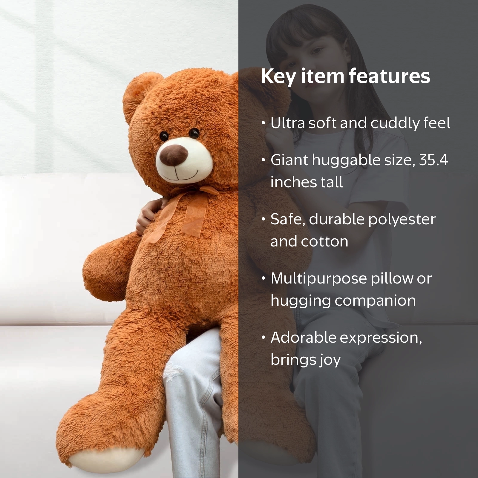 MorisMos, Giant Teddy Bear, 35.4'', Brown, Plush Toy - Walmart.com