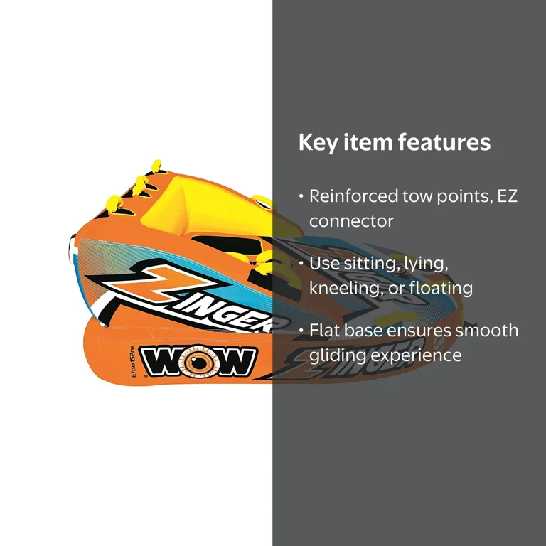 WOW World of Watersports Zinger 1-2 Person Inflatable Towable Tube