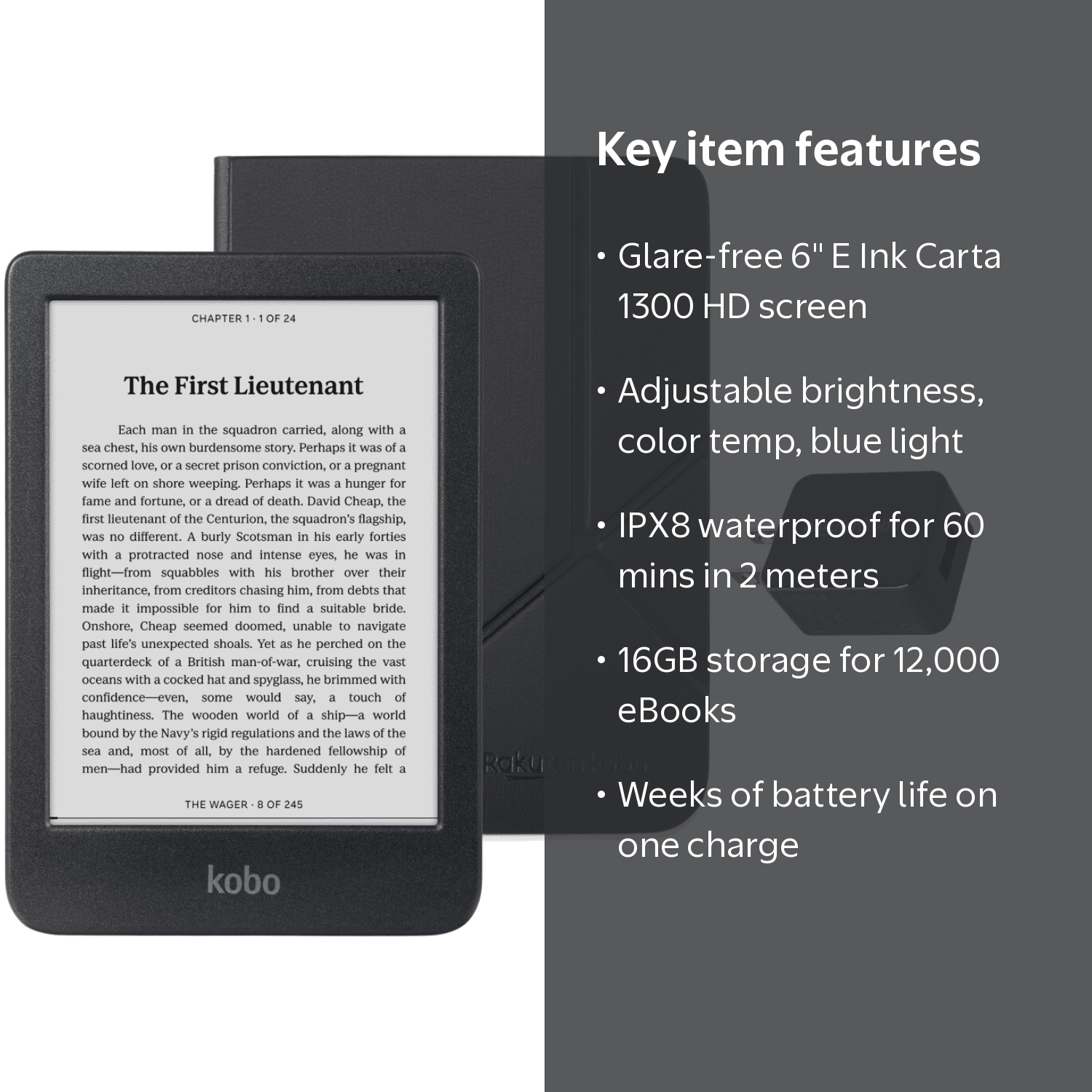 Kobo Clara BW eReader with Case Bundle (Black SleepCover, Case +