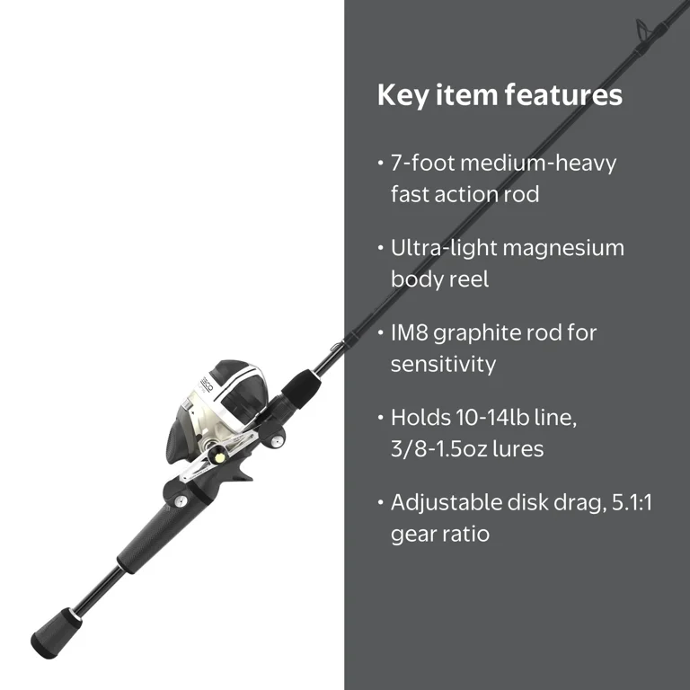 Zebco Bullet Mg Spincast Reel and Fishing Rod Combo, 7-Foot Rod 1