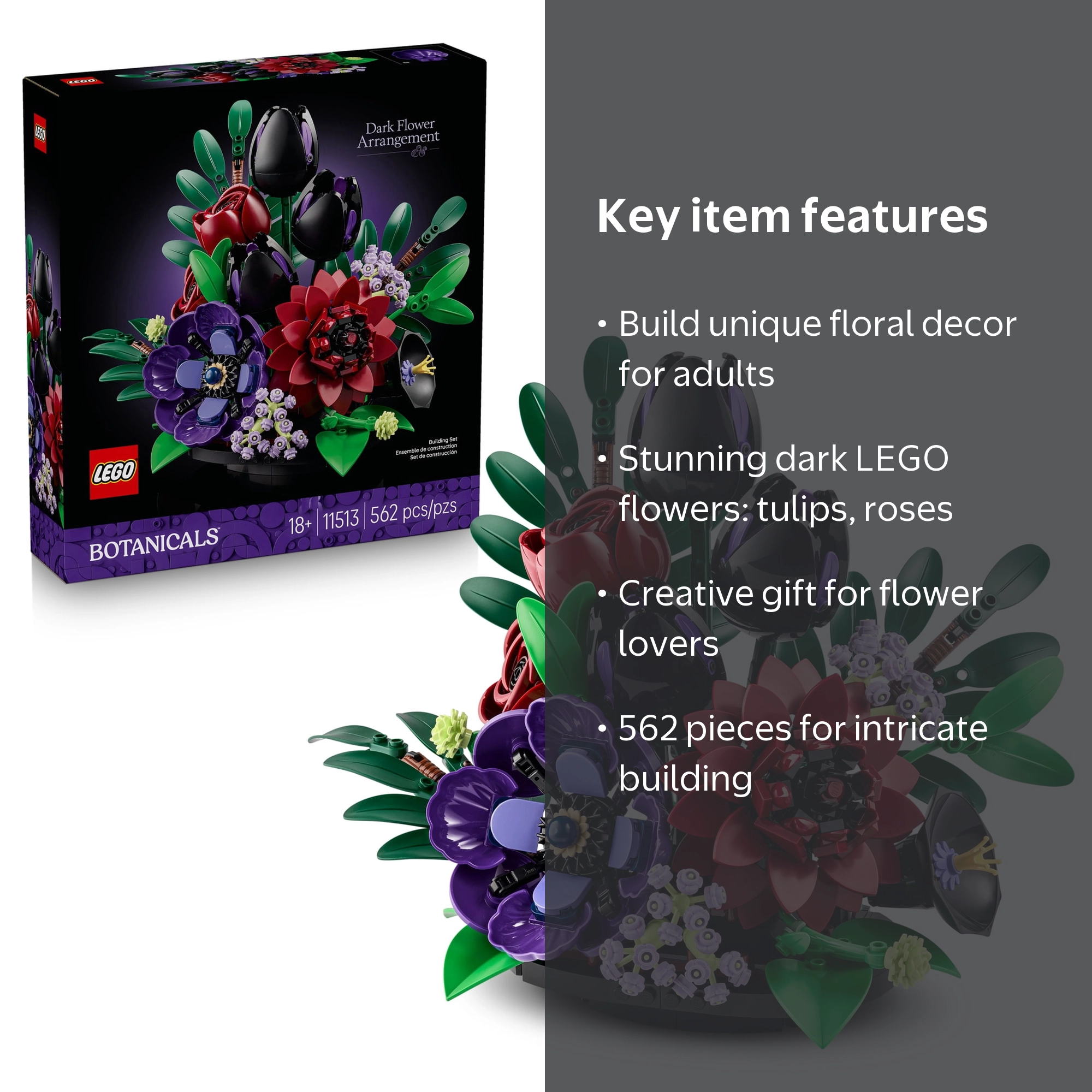 LEGO Botanicals Dark Flower Arrangement - Building Set for Adults