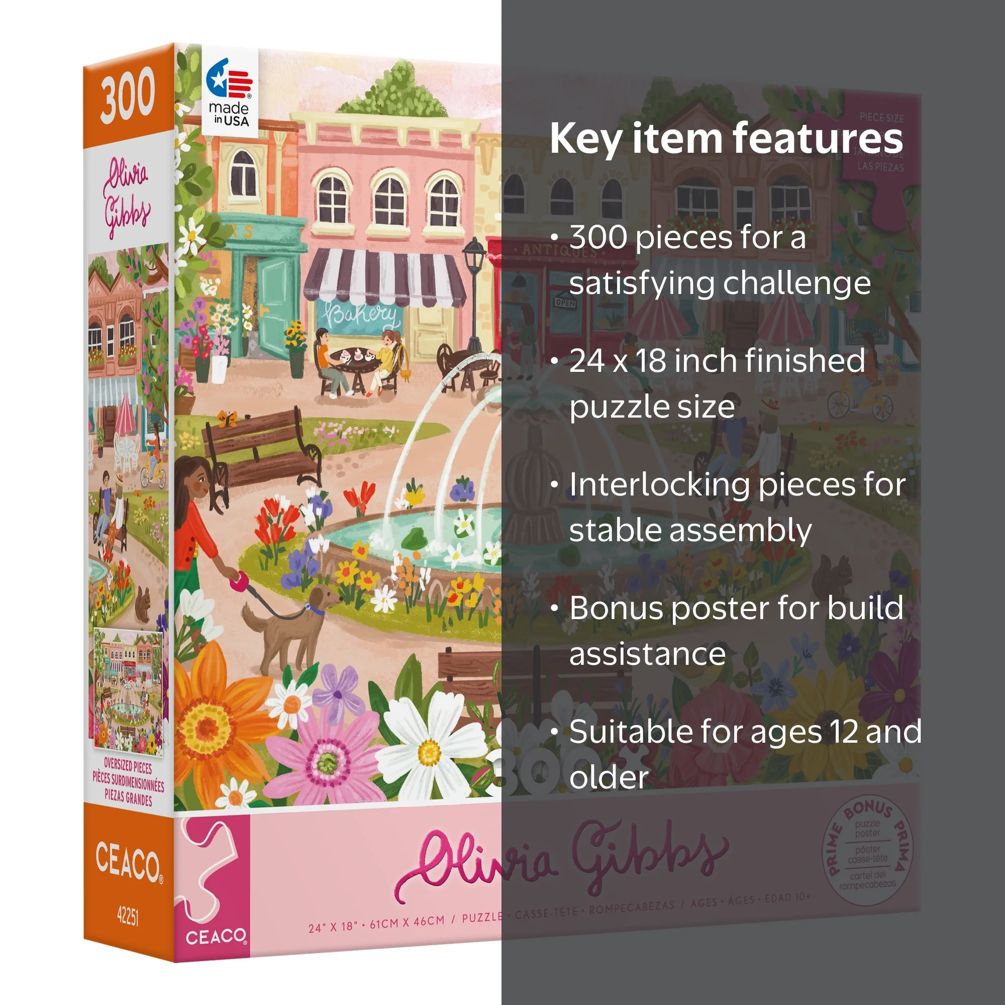 Ceaco Town Park Disney 300 Piece Interlocking Jigsaw Puzzle, 24 x