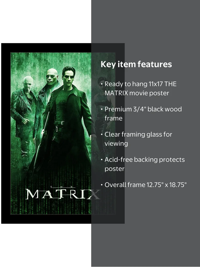 THE MATRIX - 11x17 Framed Movie Poster - Walmart.com