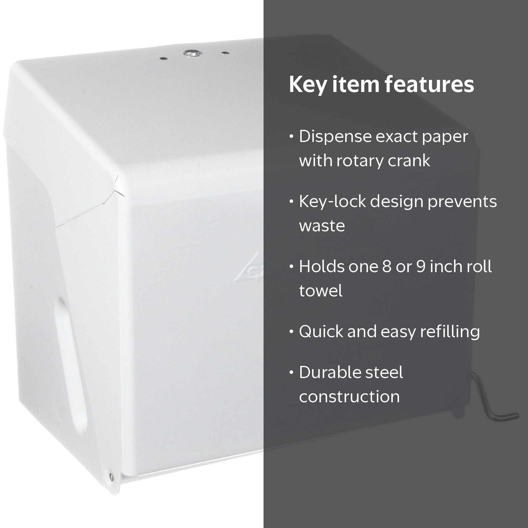 Mark Ii Crank Roll Towel Dispenser, 10.75 X 8.5 X 10.6, White