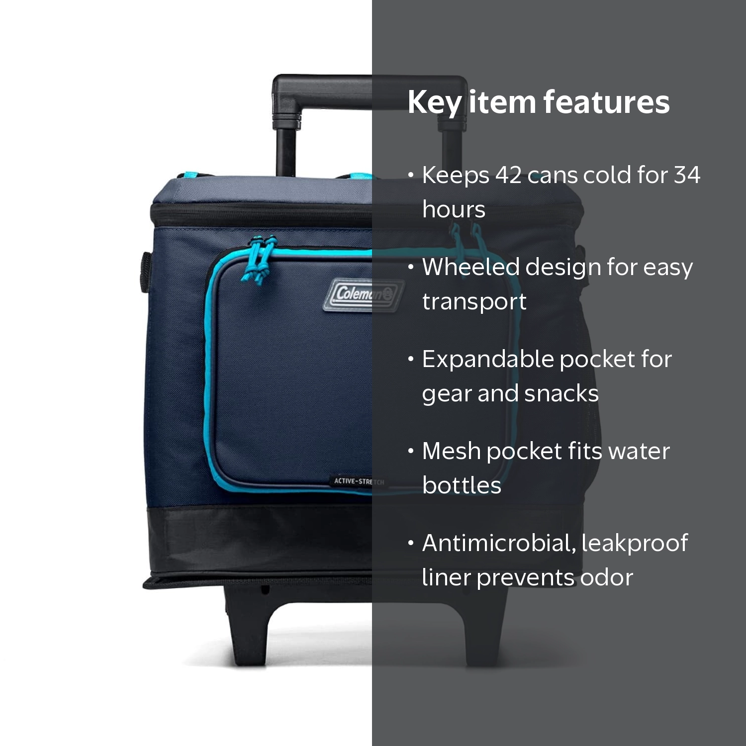 Coleman, Soft Cooler, XPAND 42-Can, Wheels with Telescoping Handle