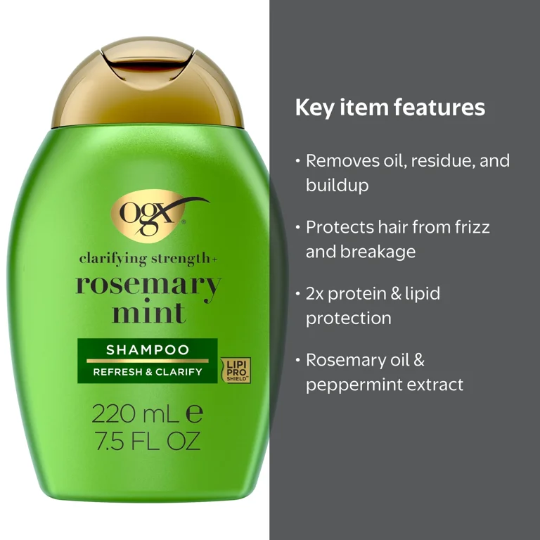 OGX Clarifying Strength + Rosemary Mint Hair Shampoo, 7.5 fl. oz