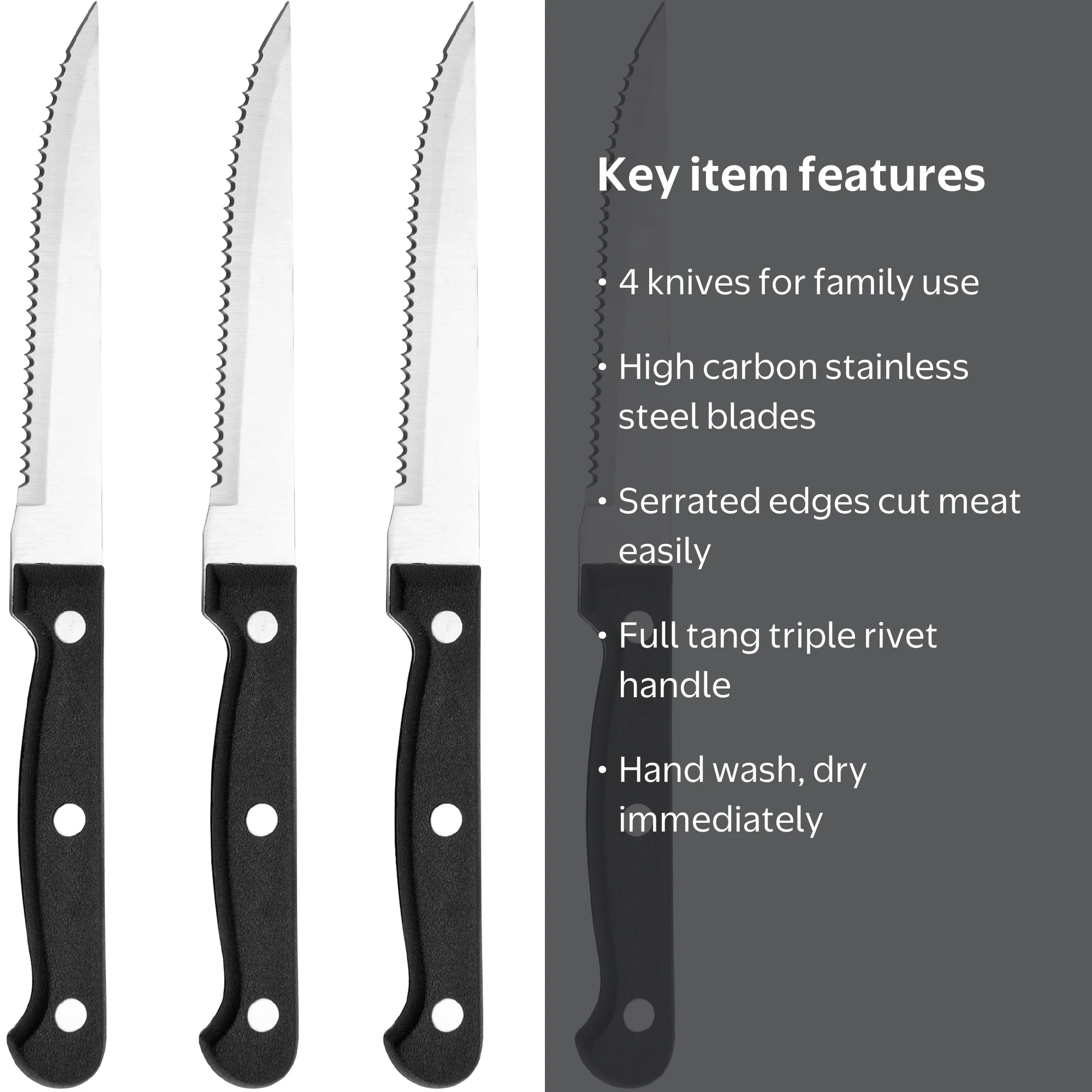 Farberware Traditions 4-piece Stamped Triple Rivet Steak Knife Set