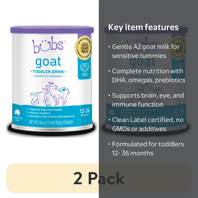 2 pack) Bubs Goat Milk Toddler Nutritional Drink Powder (Babies 12