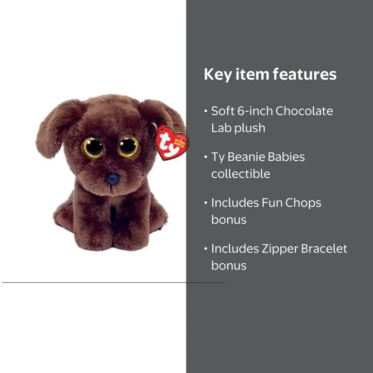 Ty Beanie Babies - NUZZLE the Chocolate Labrador Dog (6 